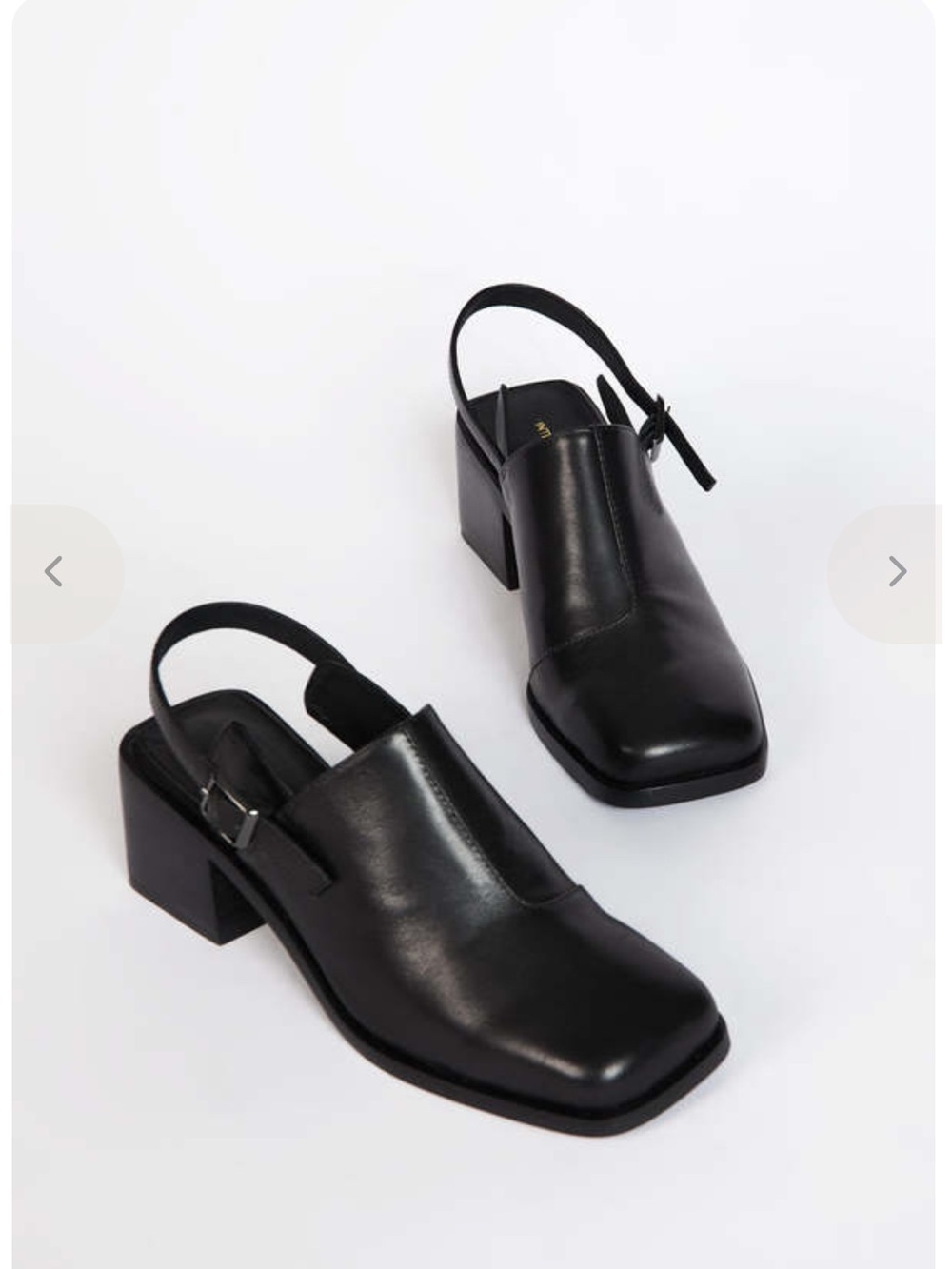 INTENTIONALLY BLANK Marty 2 Black Leather Slingback Block Heel Mules